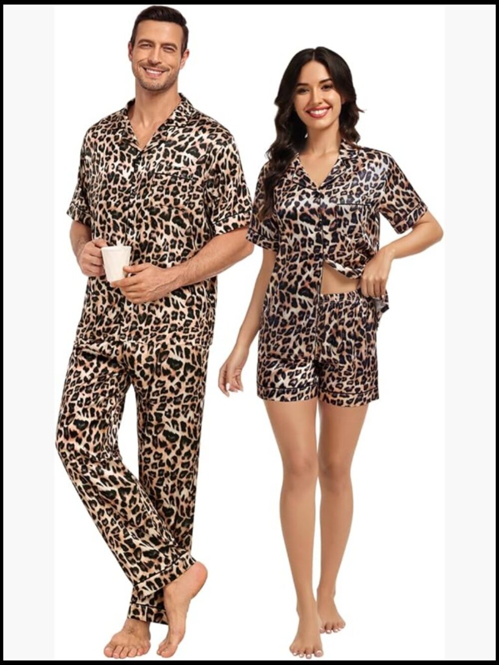 Satin Pajama Set Short Sleeve Button Down Nightwear